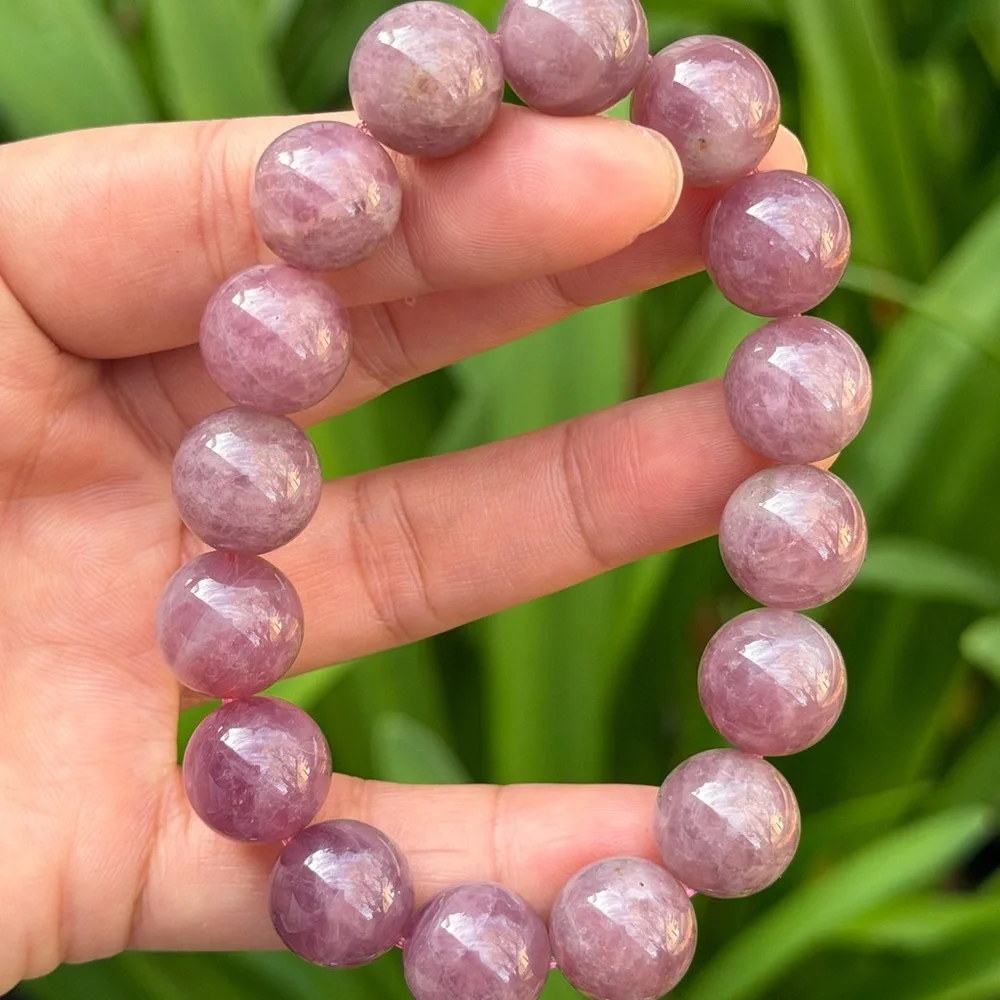 14mm stretchable purple‎ rose quartz bracelet 0804